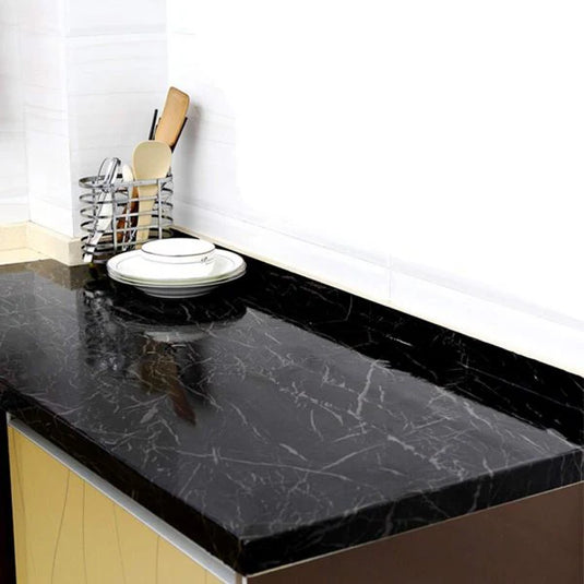 Self Adhesive Black / White Marble Sheet for Home