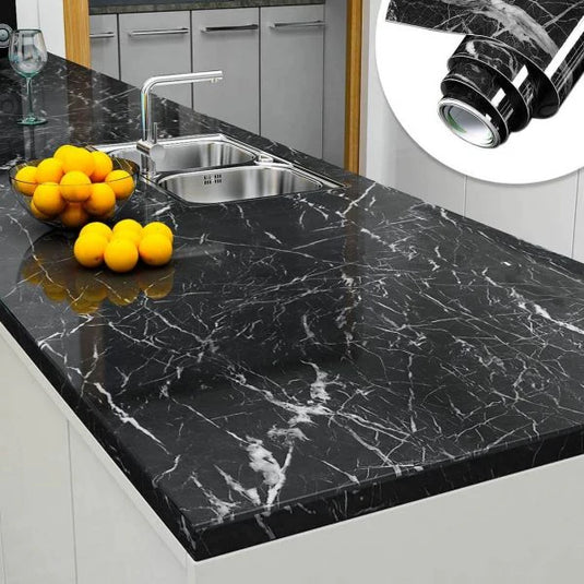 Self Adhesive Black / White Marble Sheet for Home